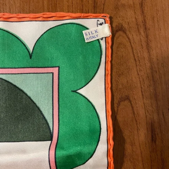 Designer Colorful Geometric Silk Scarf made in Italy - Picture 4 of 4